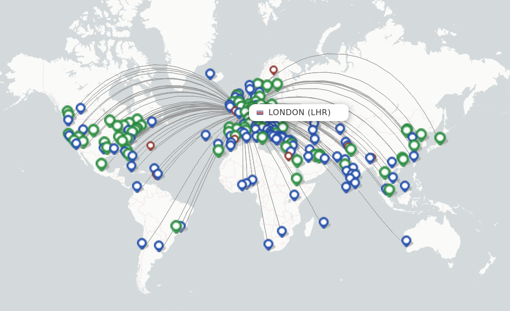 British Airways LHR Route Map